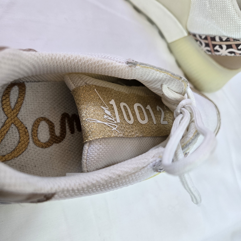 Sam Edelman Women's Darsie White Tan Logo Print Mesh Platform Fashion Sneaker 6M - Picture 7 of 10